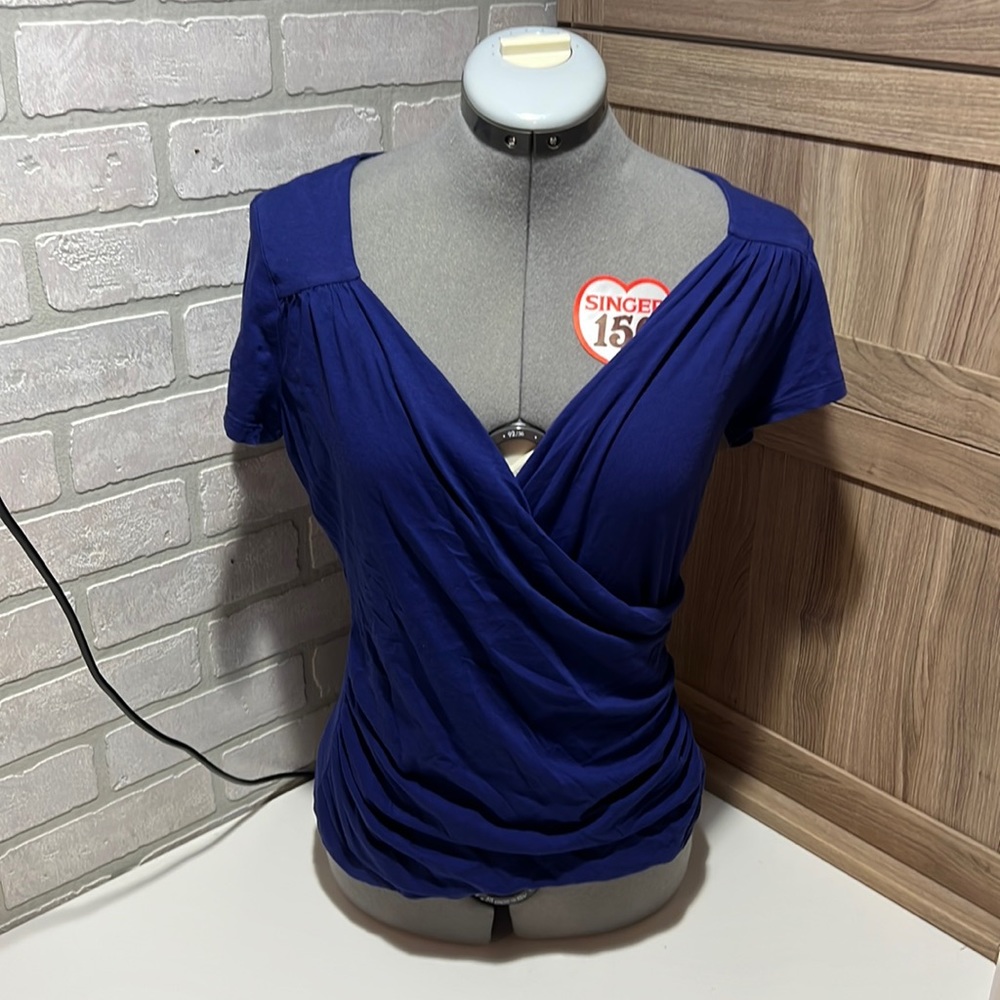 Banana Republic blue faux wrap top